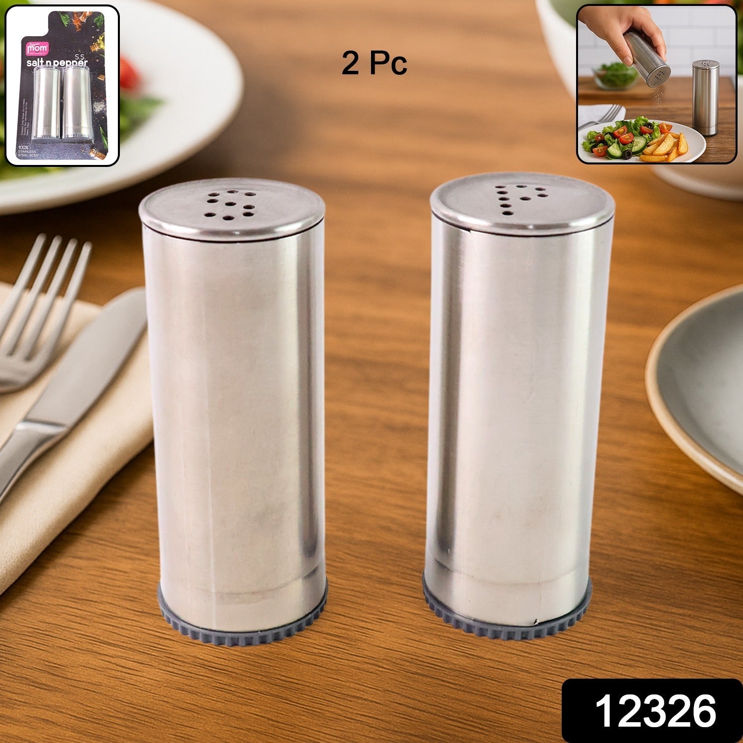 Stainless Steel Salt and Pepper Shaker Set (2 Pc) Stainless Steel Salt and Pepper Shaker Set (2 Pc)